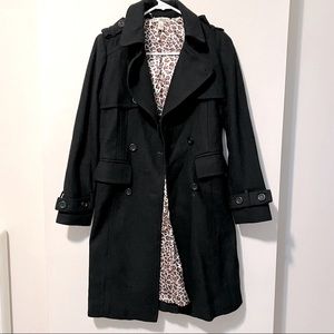 NORDSTROM black/leopard trench coat S